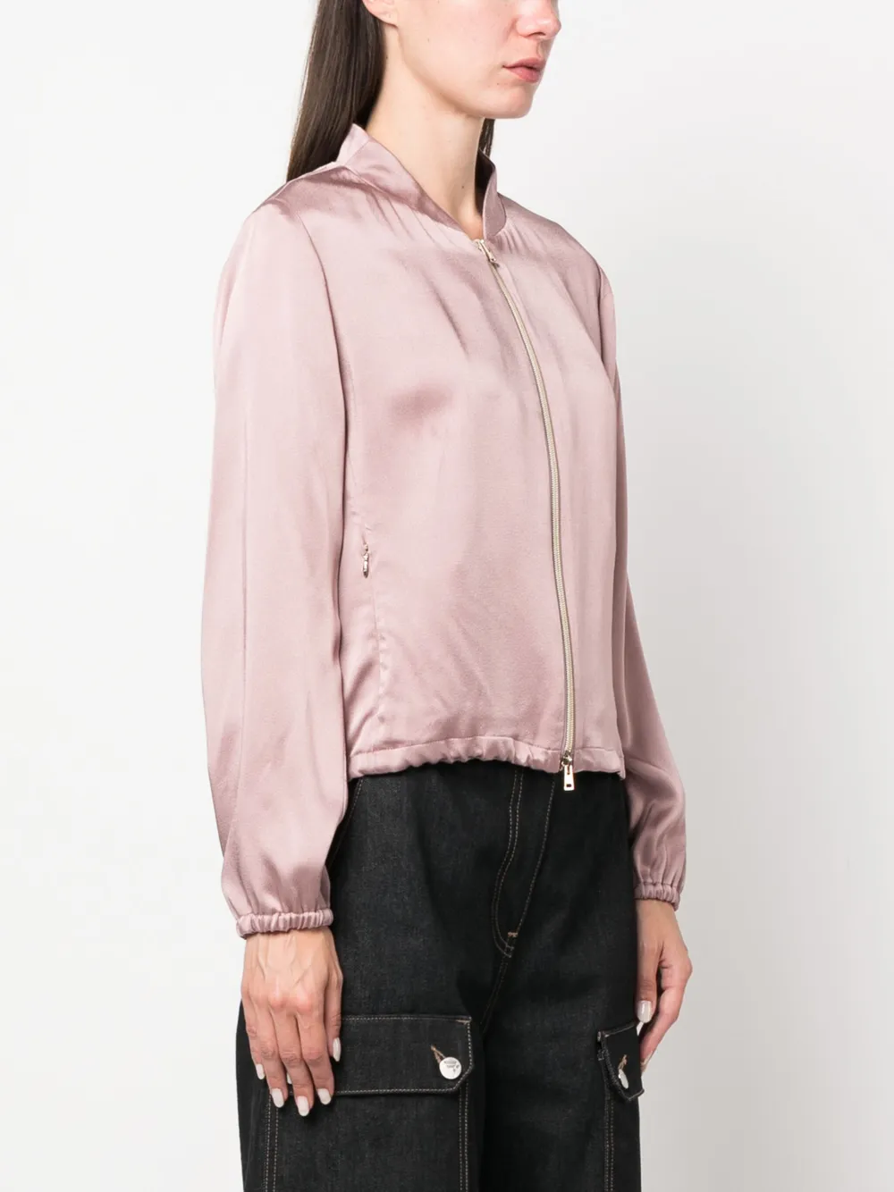 Herno Zipped Drawstring Hem Jacket In Pink