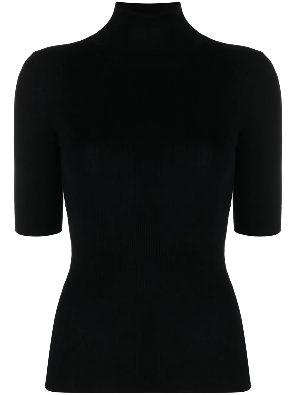 Theory Leenda R Ribbed Merino Wool-blend Turtleneck Sweater In Black