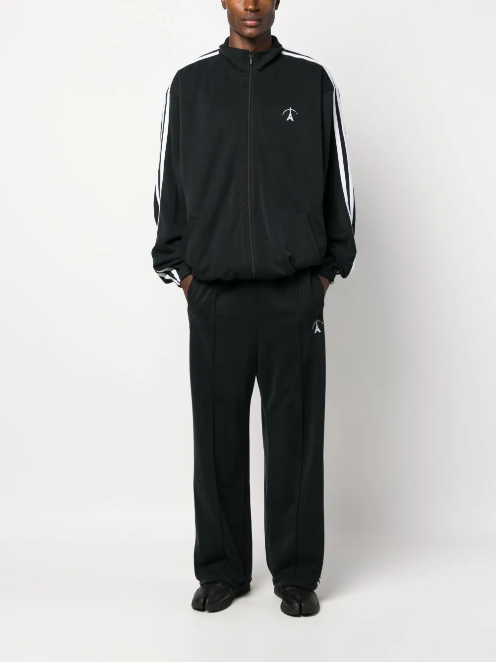 Doublet logo-embroidered stripe-detail sweatshirt - Zwart