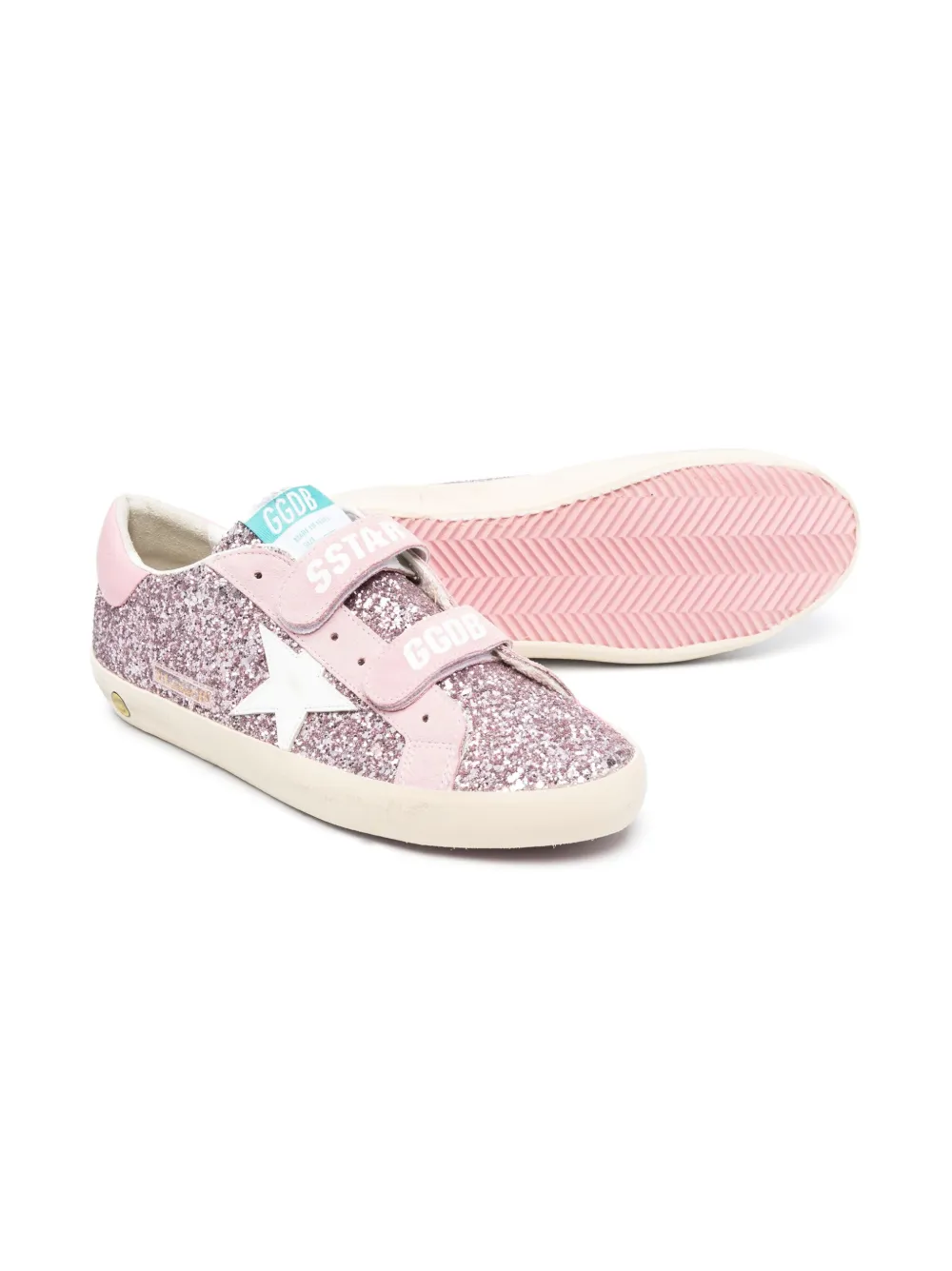 Golden Goose Kids Old School sequinned leather sneakers - Roze