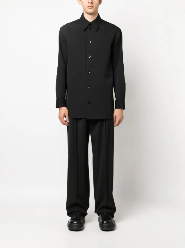 シャツ JIL SANDER Men Long Tops J22DL0299J70001 001 BLACK Jil Sander long-sleeve Wool Shirt | Black | FARFETCH
