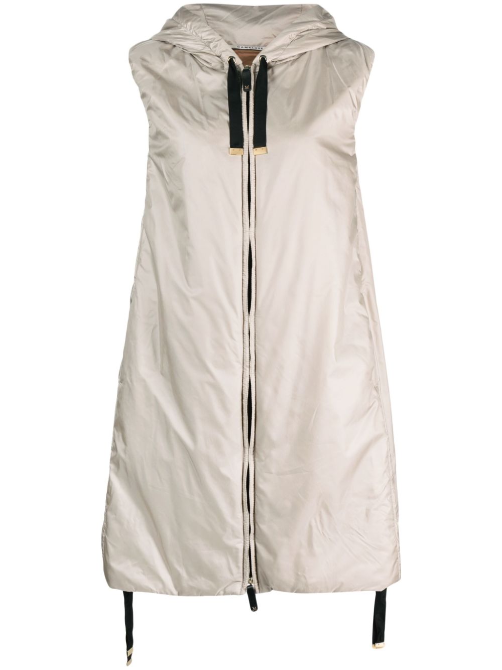 sleeveless zip-up parka coat