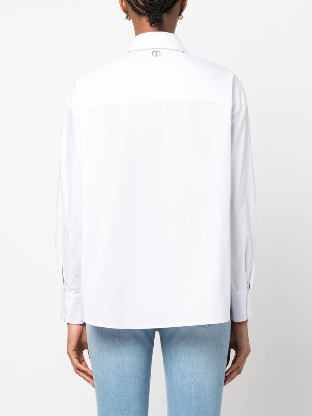 Shop Twinset Chain-link Belt Poplin Shirt In White