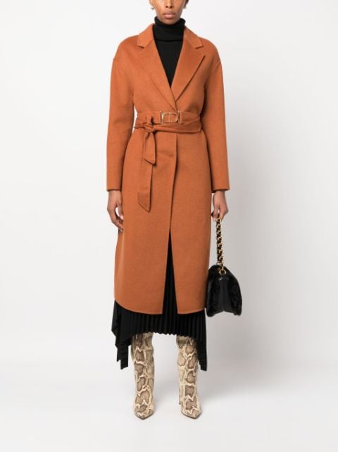 logo-plaque belted coat