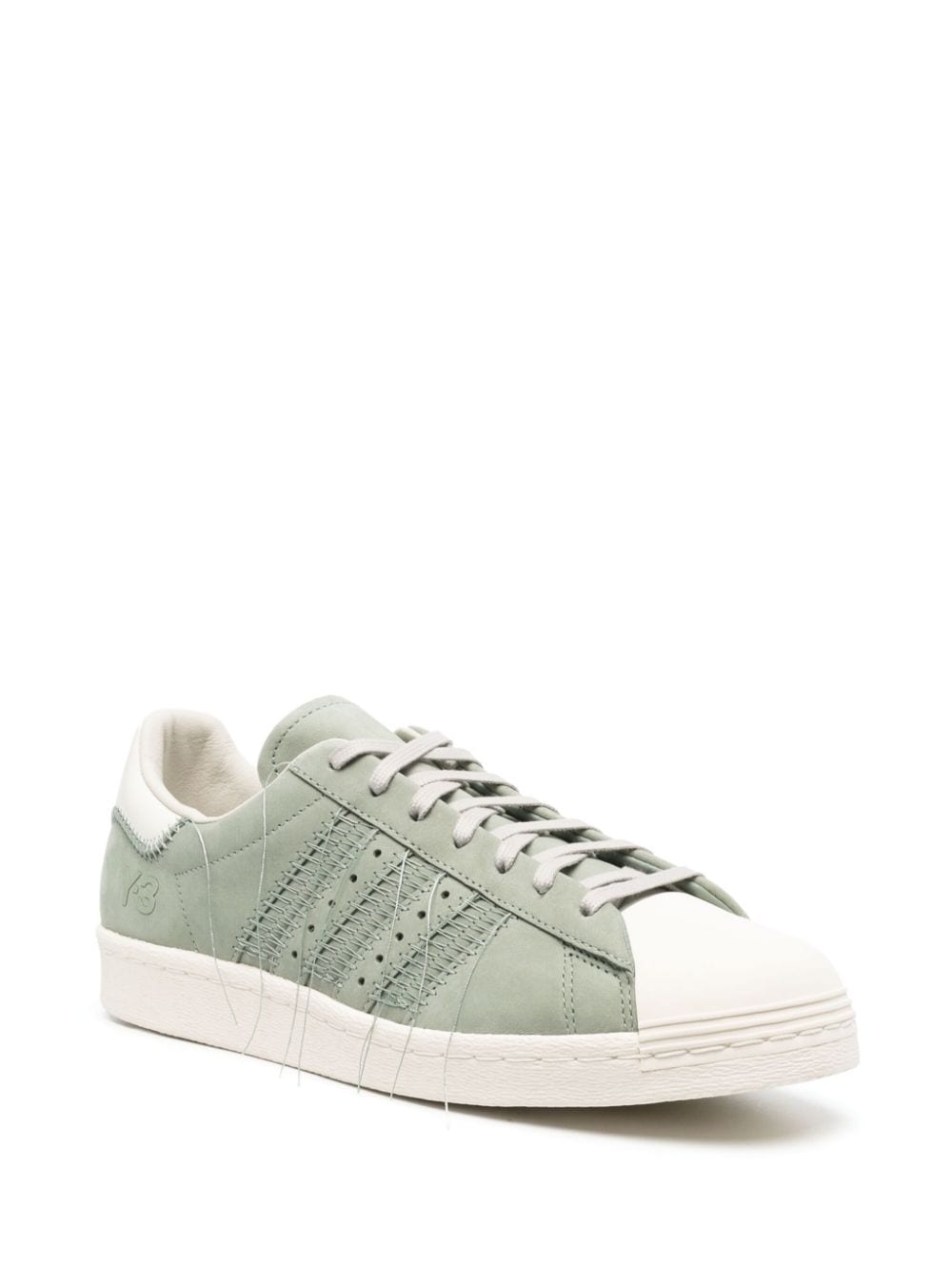 Shop Y-3 Superstar Stitch-embellished Sneakers In Green