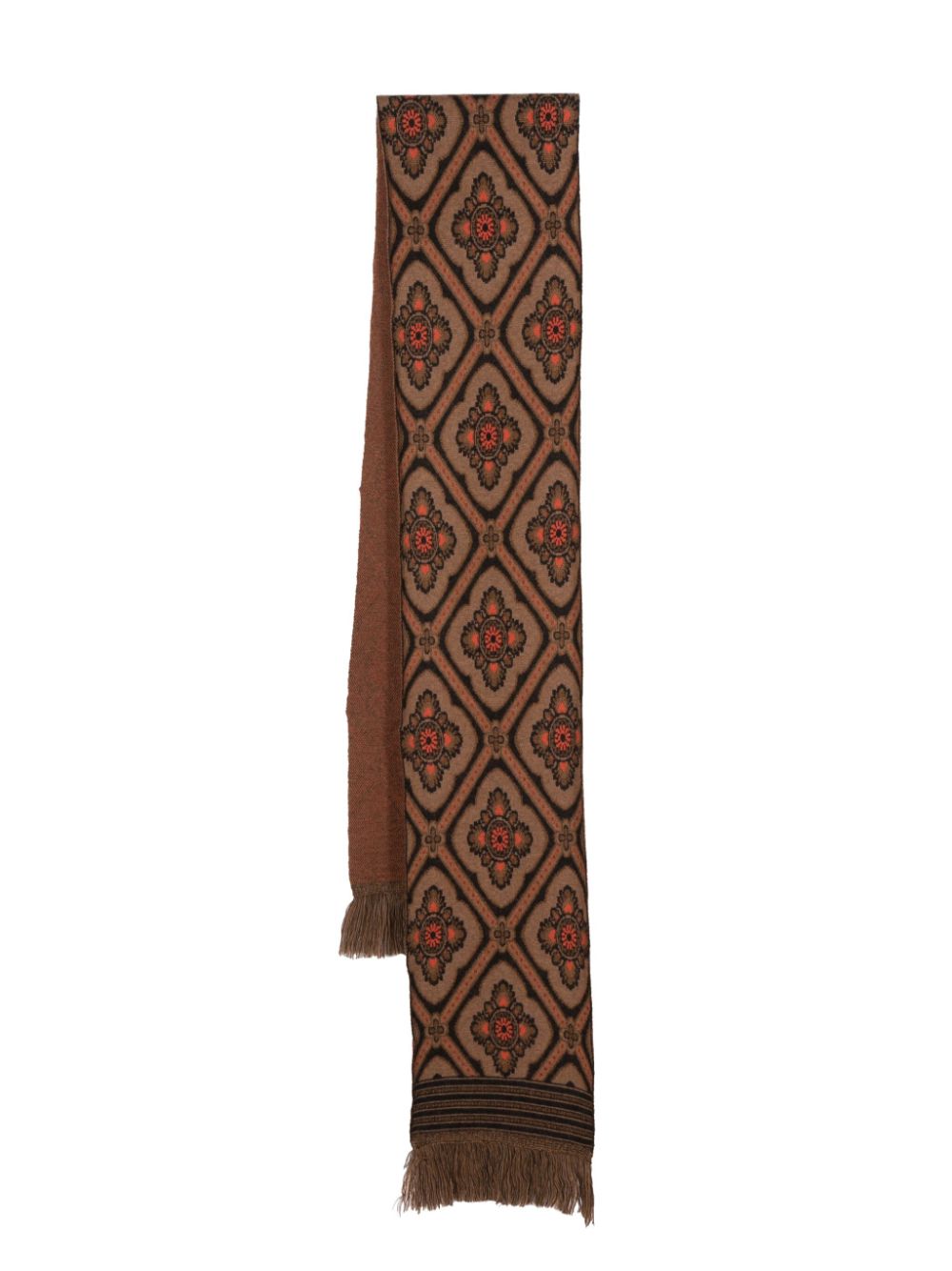 ETRO patterned-jacquard fringed scarf Women