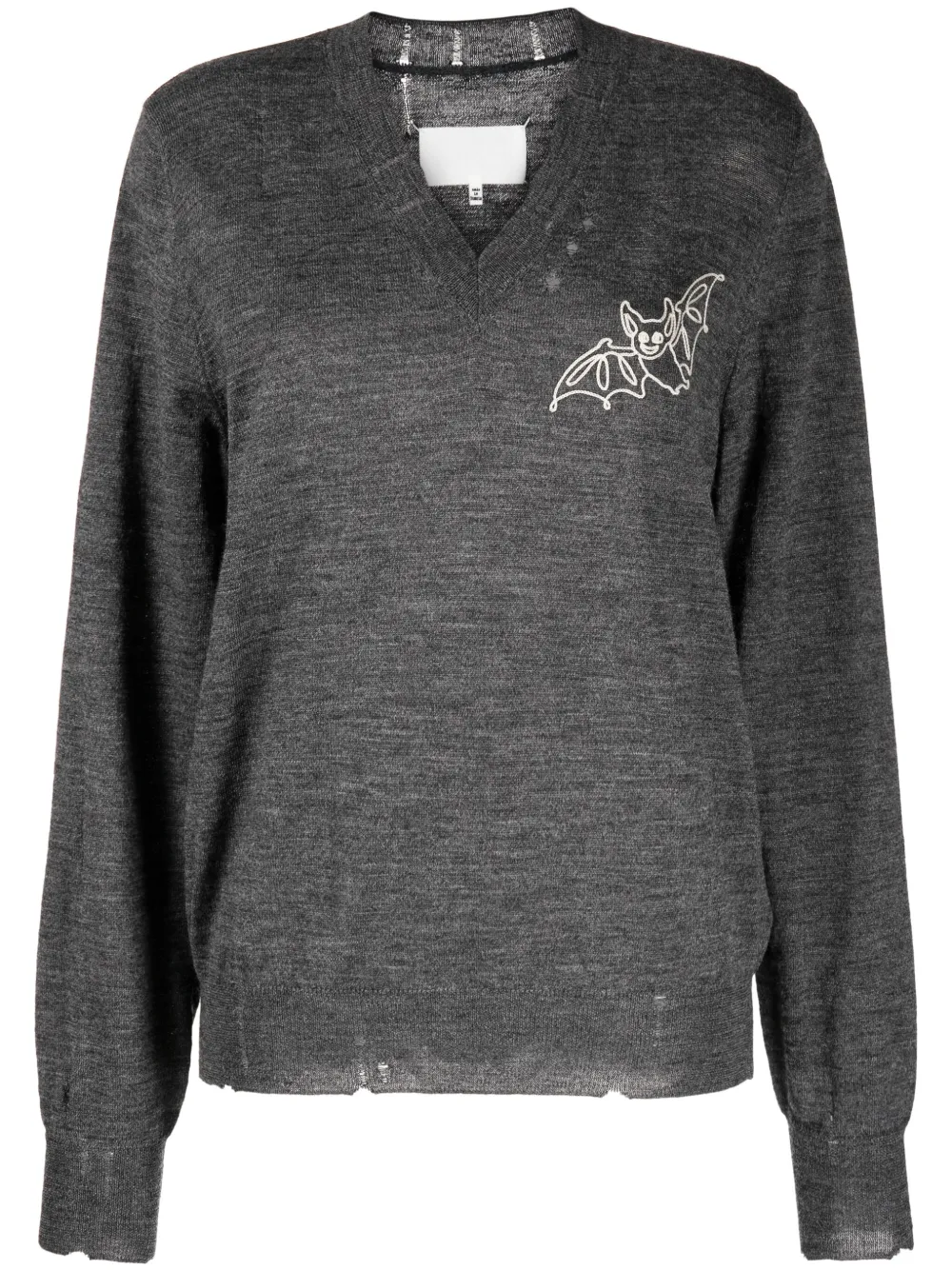 Maison Margiela Bat-print Wool Jumper In Grey