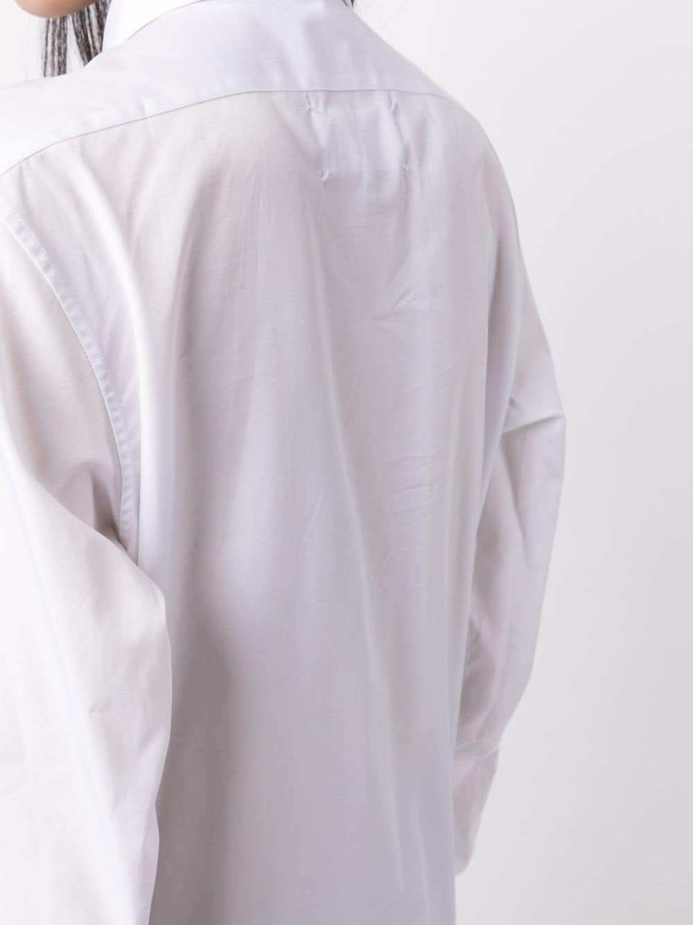 Shop Maison Margiela Straight-point Collar Cotton Shirt In White