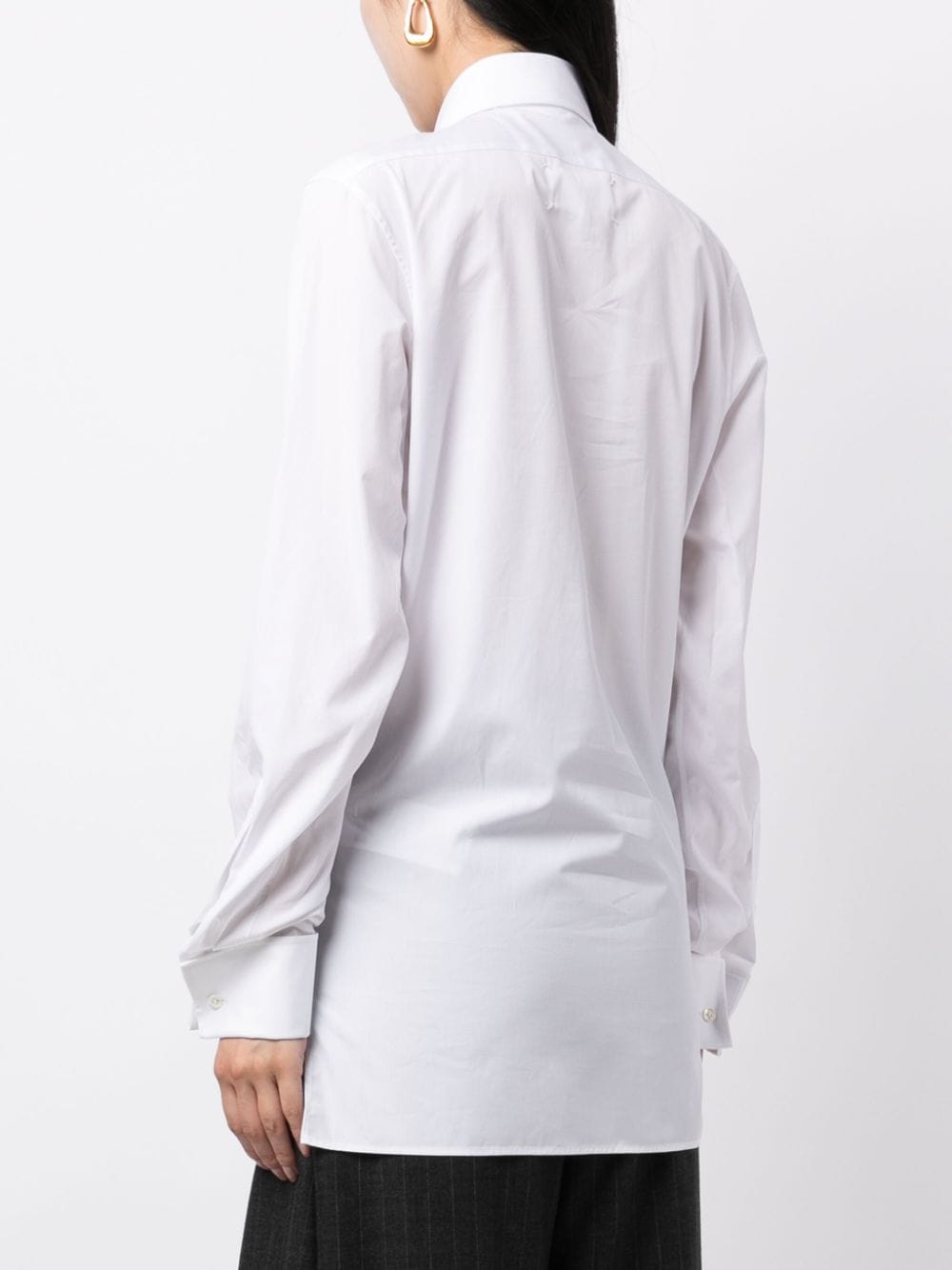 Shop Maison Margiela Straight-point Collar Cotton Shirt In White