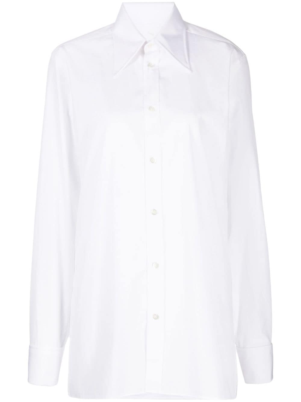 Maison Margiela Straight-point Collar Cotton Shirt In White