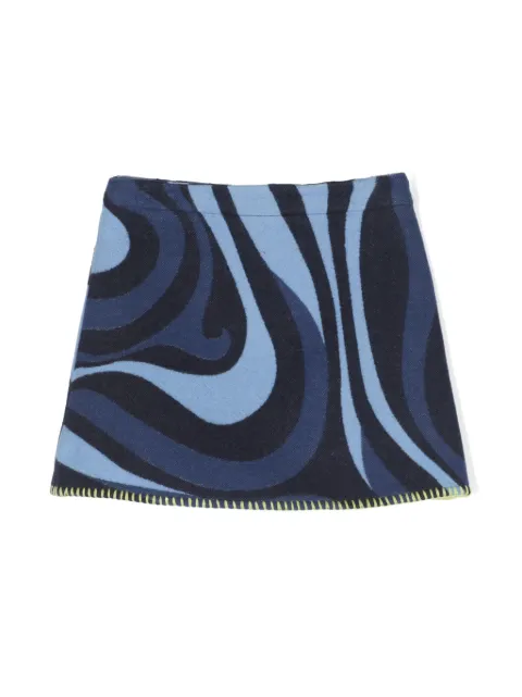 PUCCI Junior Marmo-pattern whipstitch mini skirt