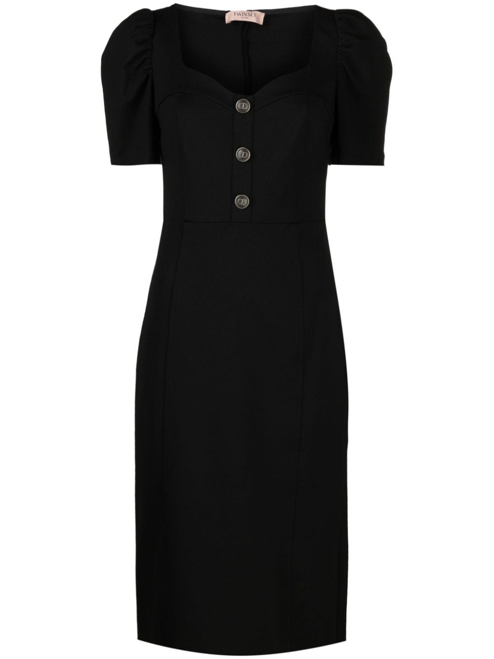 Twinset Logo Button Midi Dress In Black