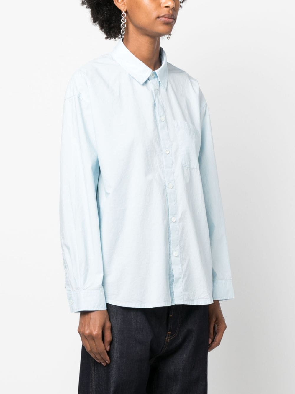 Shop Apc Long-sleeve Button-fastening Shirt In Blue