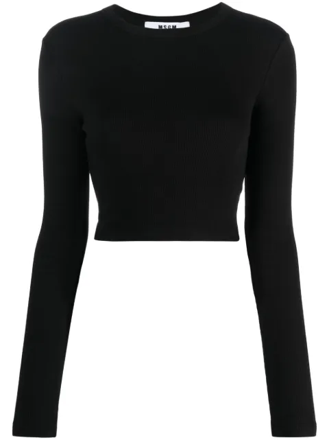 MSGM cut-out cropped cotton T-shirt