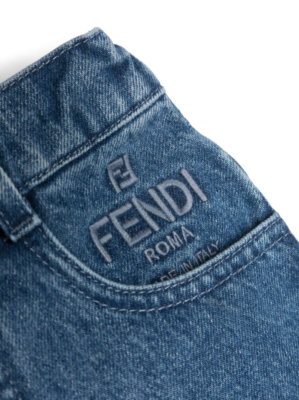 Shop Fendi Logo-embroidered Straight-leg Jeans In Blue