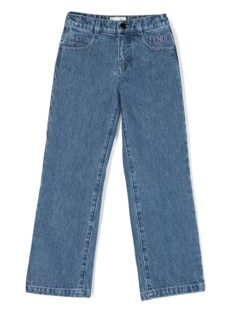 Fendi Kids jean droit à logo brodé