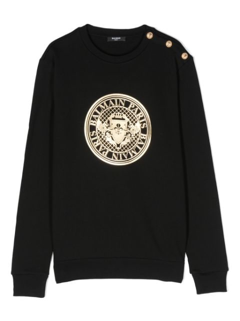 Balmain Kids logo-print cotton sweatshirt