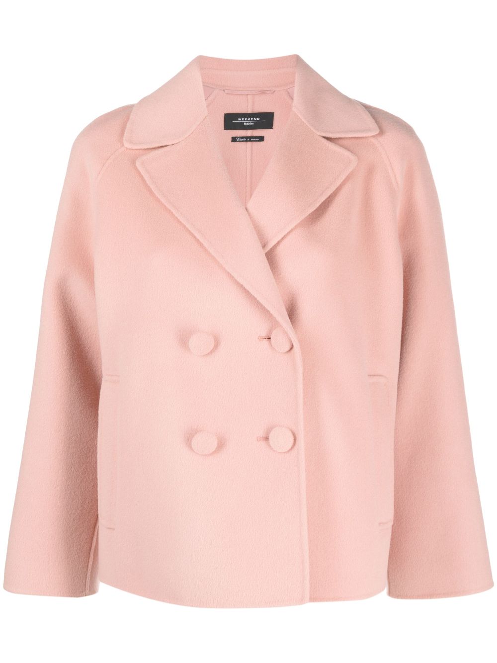 Max Mara Double-breasted Virgin Wool Jacket In Pink