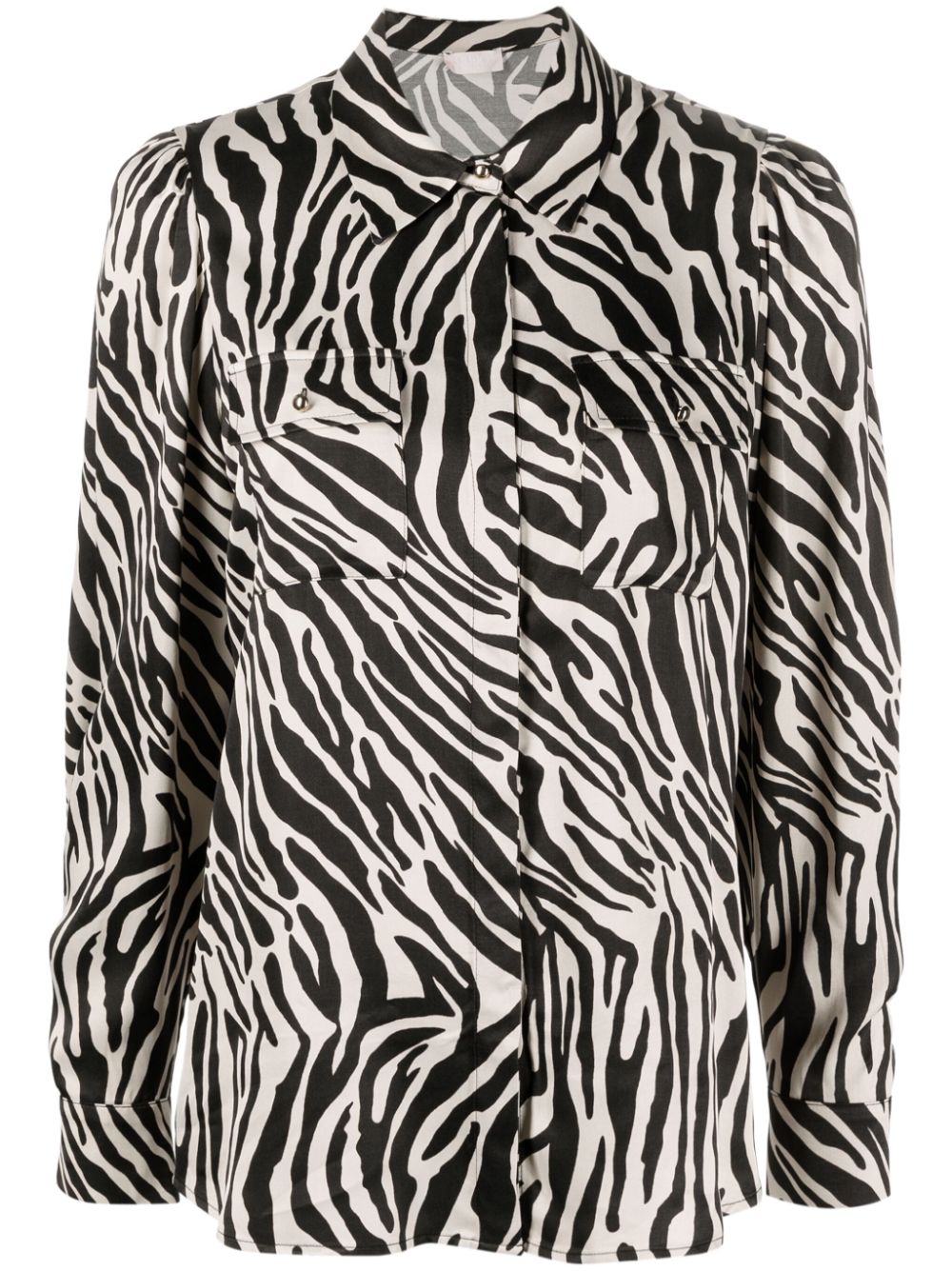 LIU JO zebra-print satin shirt – Black