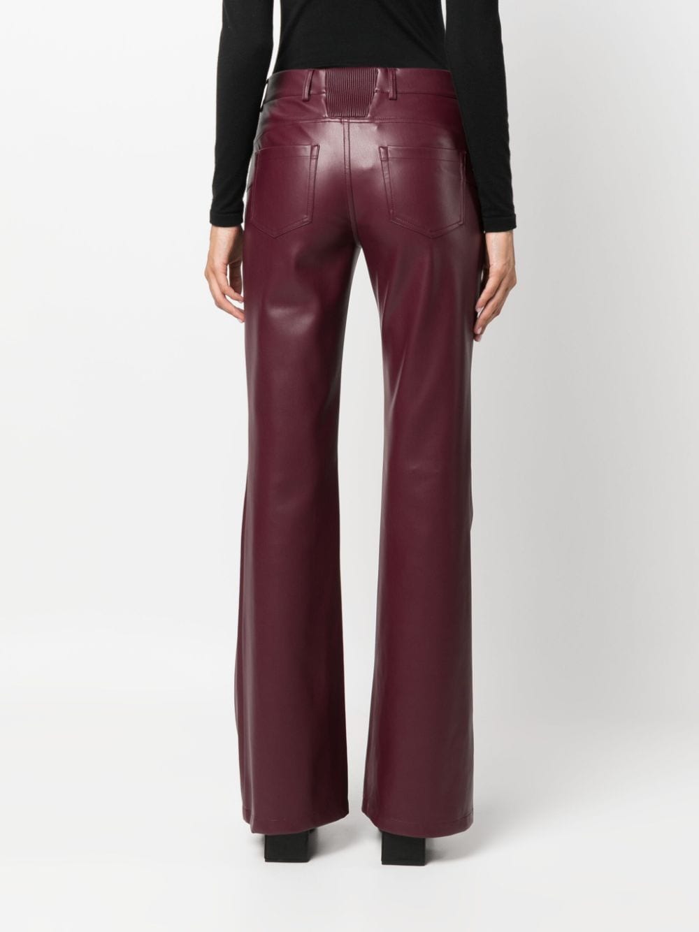 Shop Liu •jo Mid-rise Flared Trousers In Red