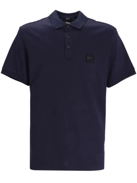 BOSS logo-patch cotton polo shirt