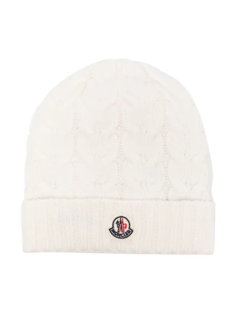 Moncler Enfant logo-appliqué cable-knit beanie