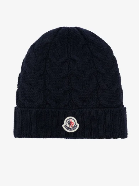 Moncler Enfant gorro tejido de canalé con aplique del logo