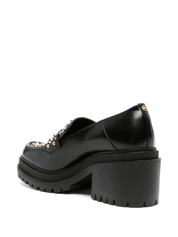 箱付き　MICHAEL KORS ブラック 牛革　編み込みローファー Michael Kors Hamilton Black Leather Loafer Black Silver