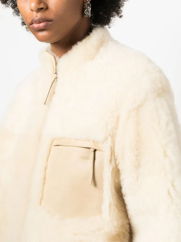 Jil Sander logo-embossed Shearling Jacket | Neutrals | FARFETCH