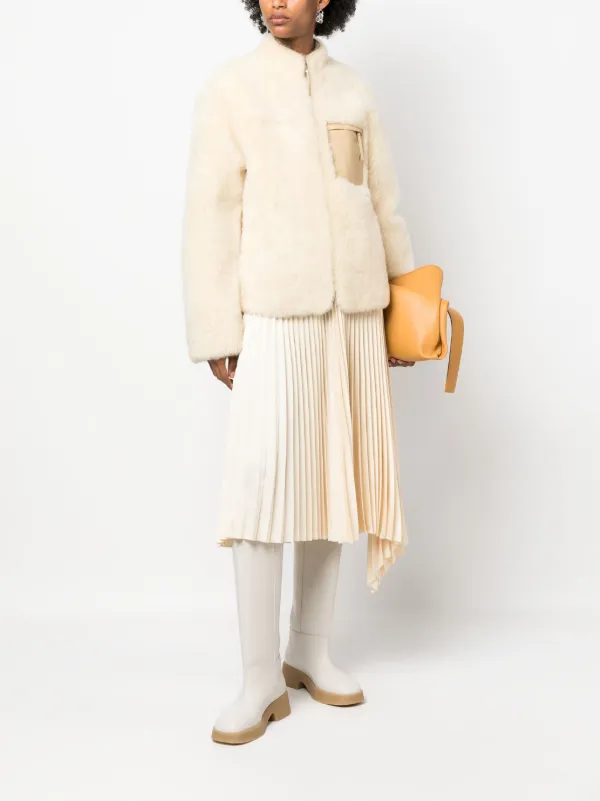 Jil Sander logo-embossed Shearling Jacket | Neutrals | FARFETCH