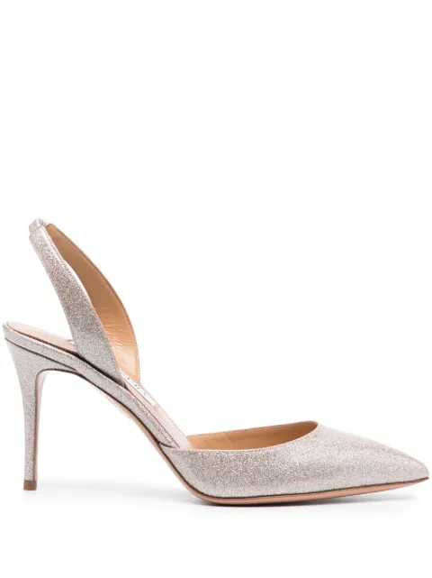 Aquazzura glitter 90mm faux-leather slingback pumps