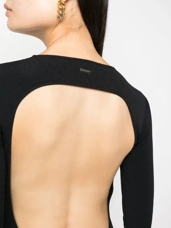ribbed backless dress Edikted Isabel Backless Ribbed Knit Mini Dress - Black