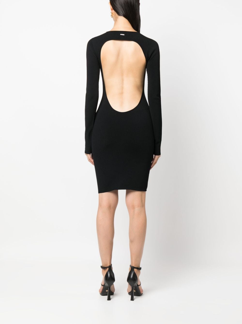 Shop Dsquared2 Open-back Fine-ribbed Minidress In Black