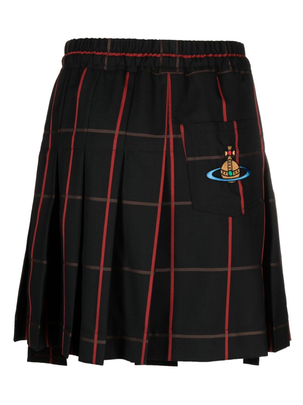 Shop Vivienne Westwood Check-print Orb-logo Kilt Skirt In Black