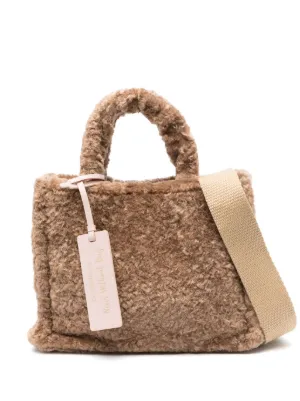 Coccinelle logo tag faux fur Tote Bag Farfetch