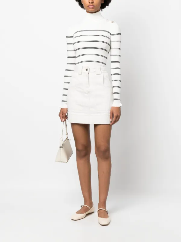 LIU JO Striped roll-neck ribbed-knit Jumper White FARFETCH IN