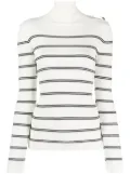 LIU JO striped roll-neck ribbed-knit jumper - White