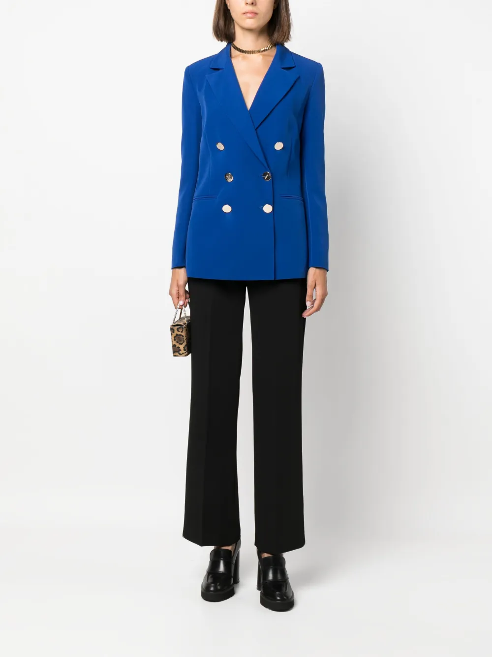 LIU JO logo-debossed double-breasted blazer - Blauw