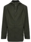 Rains drawstring-hood buttoned rain jacket - Black