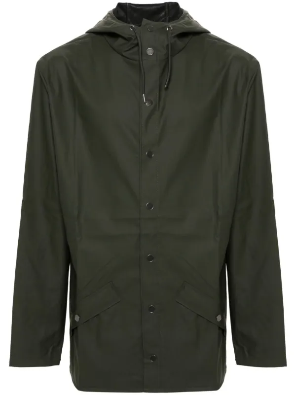 Rains drawstring hood Buttoned Rain Jacket Farfetch