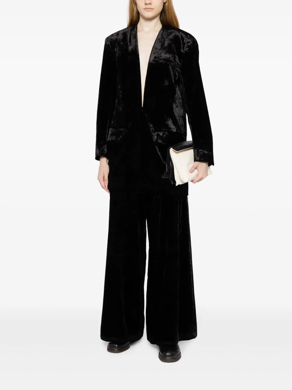 Uma Wang Broek met wijde pijpen - Zwart