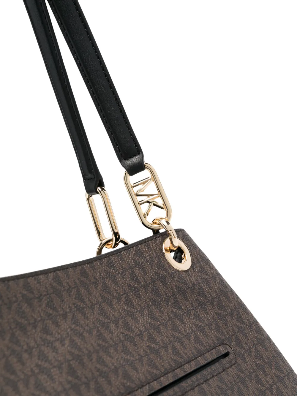 Shop Michael Kors Monogrammed Leather Tote Bag In Brown