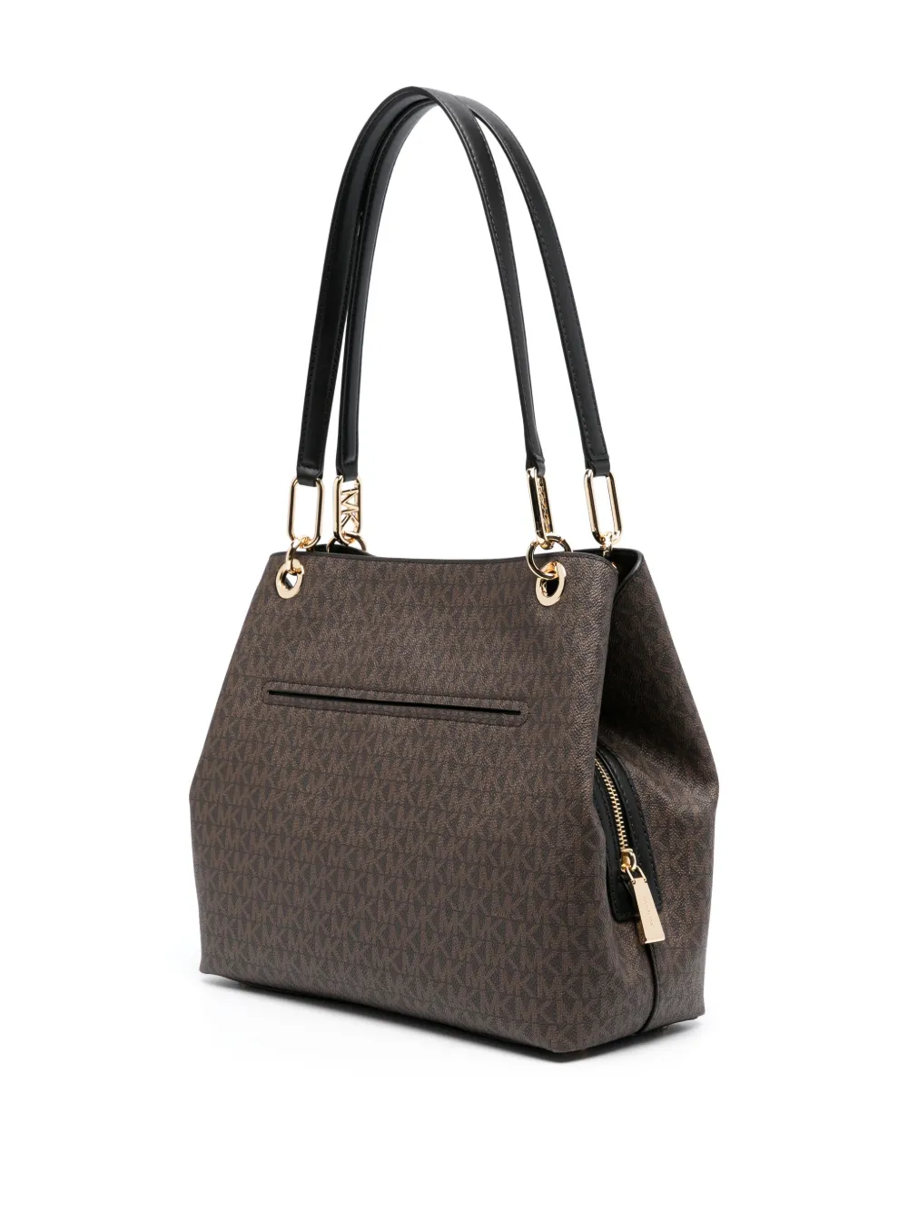 Shop Michael Kors Monogrammed Leather Tote Bag In Brown