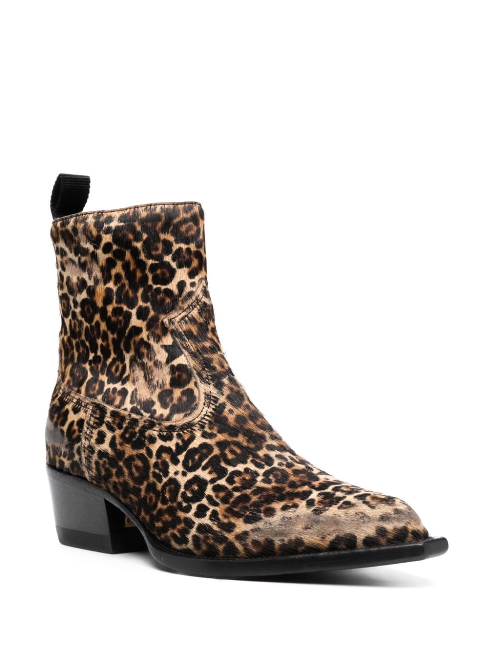 Shop Golden Goose Leopard-print 50mm Distressed Boots In Brown