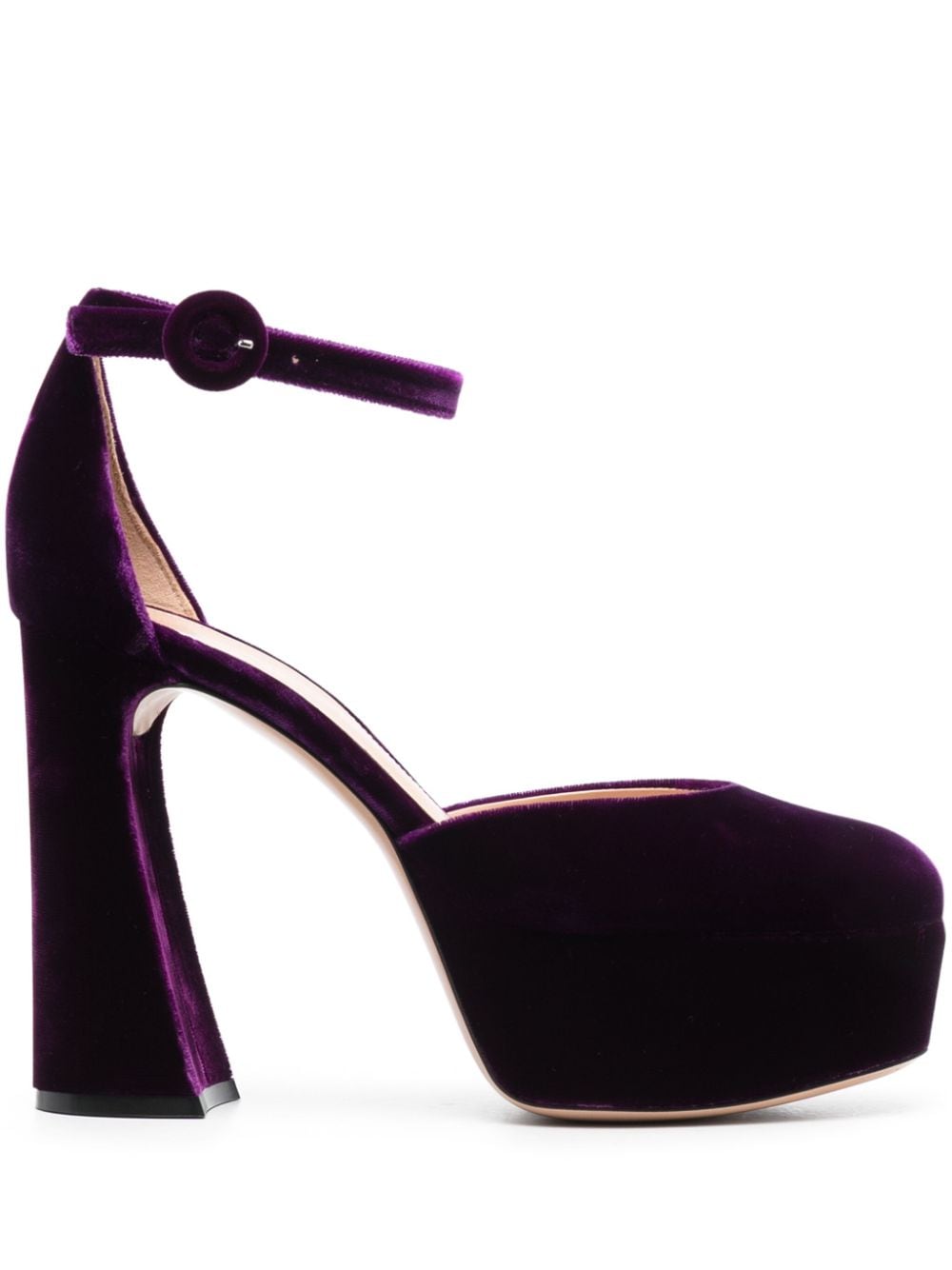 Shop Gianvito Rossi 120mm Velvet Platform Sandals In Purple
