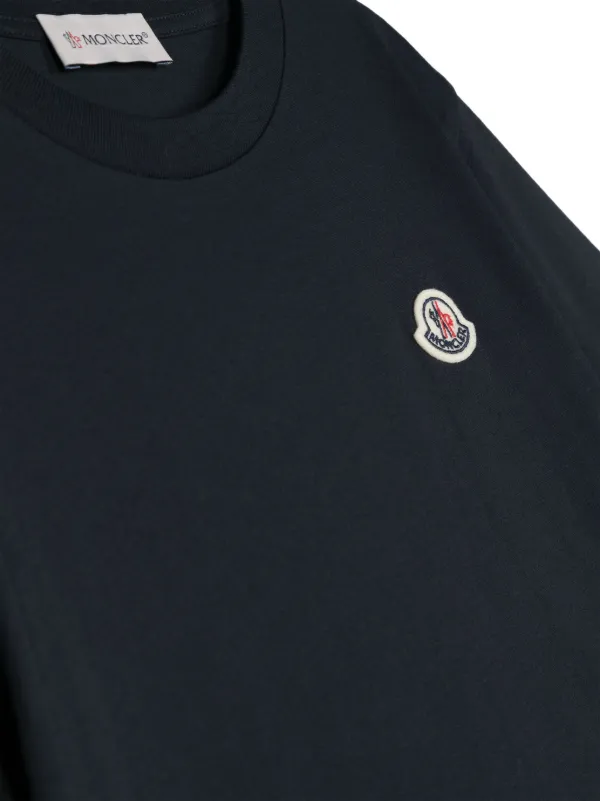 Moncler Enfant logo-patch Cotton T-shirt | Blue | FARFETCH