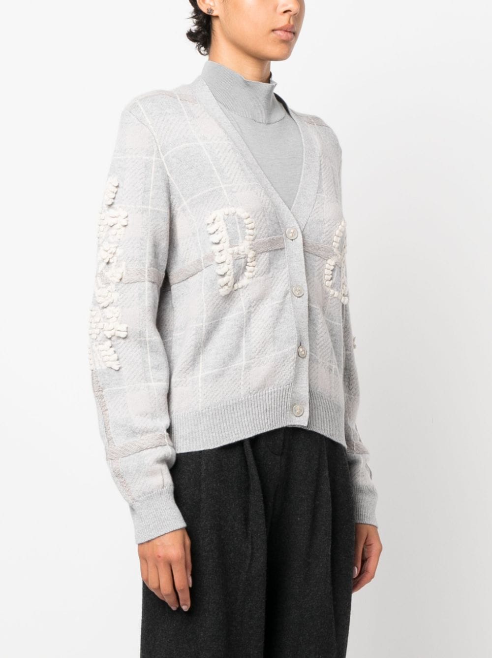 Shop Barrie Logo-embossed Cashmere Cardigan In Grey
