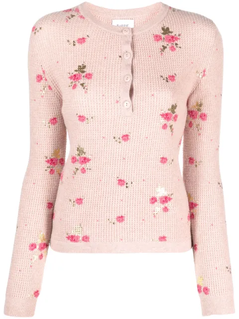 Barrie floral-print waffle-knit jumper