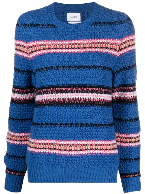 Barrie striped crochet-knit cashmere jumper