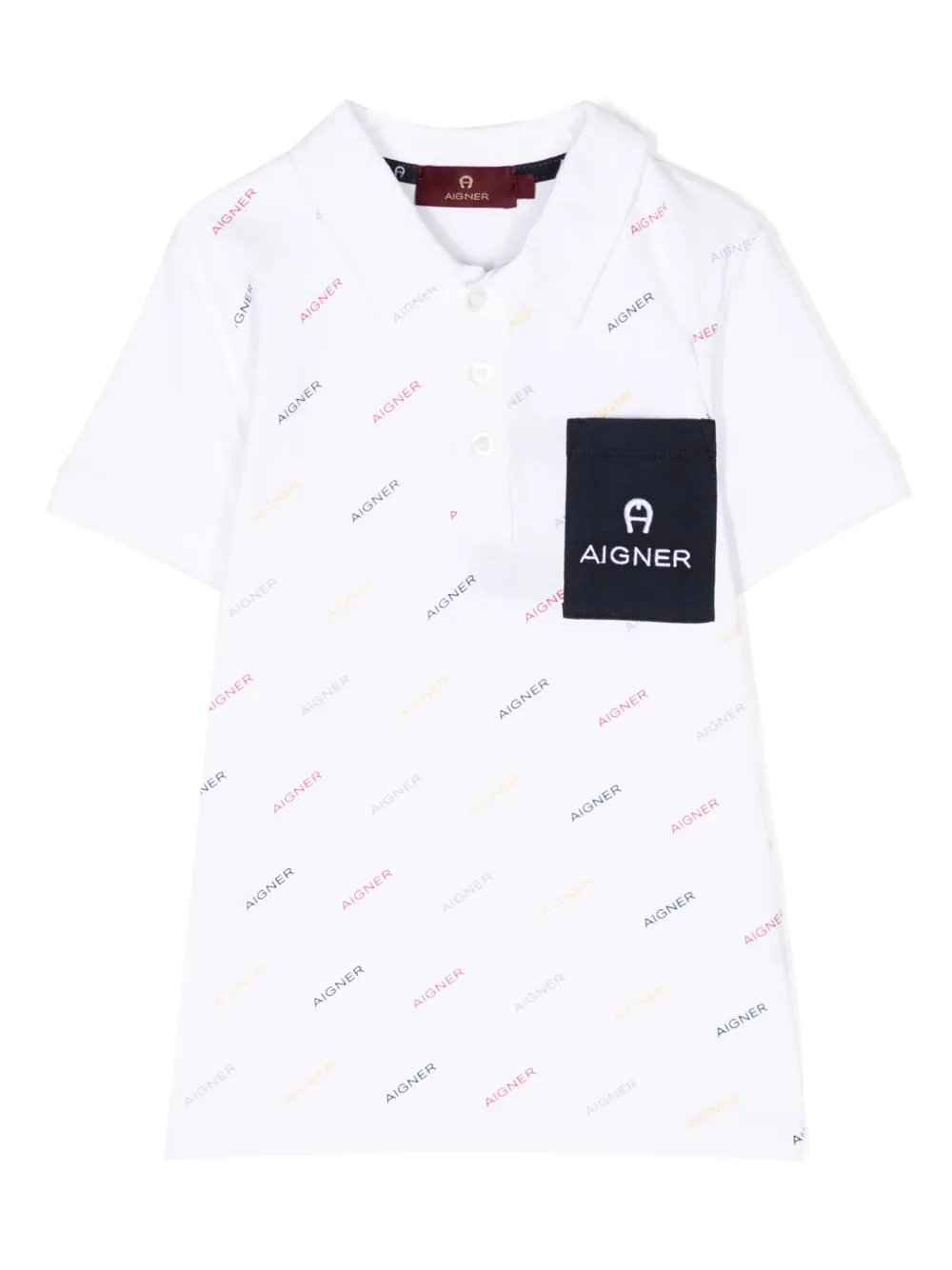 Aigner Kids' Logo-print Cotton Polo Shirt In White